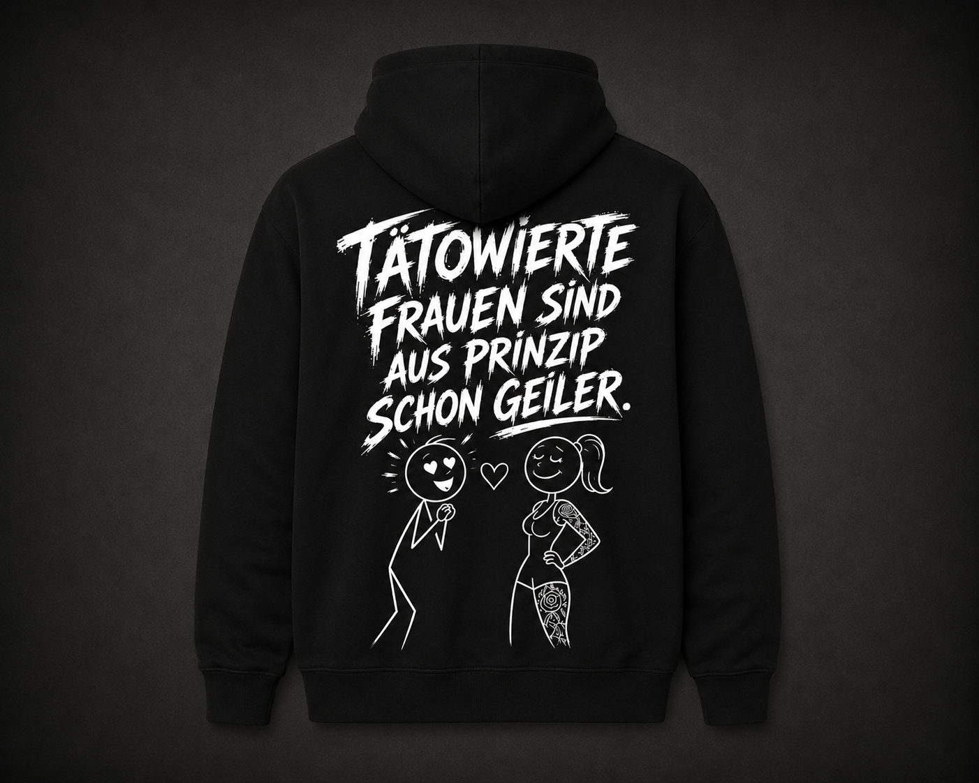 Tätowierte Frauen Hoodie Strichmännchen